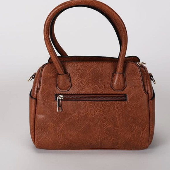 Western Floral Embossed Satchel~Brown Tooled - Picture 2 of 4